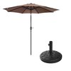 Villacera 9-Foot Outdoor Patio Umbrella with Base, Brown 83-OUT5441B